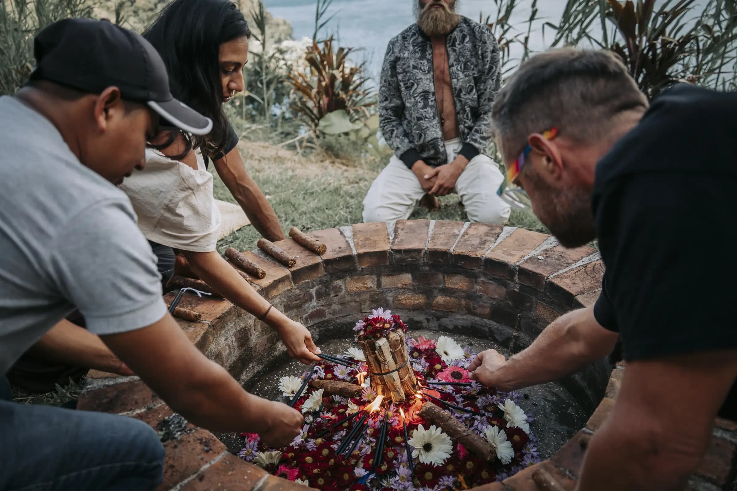 Traditional fire ceremony under the stars