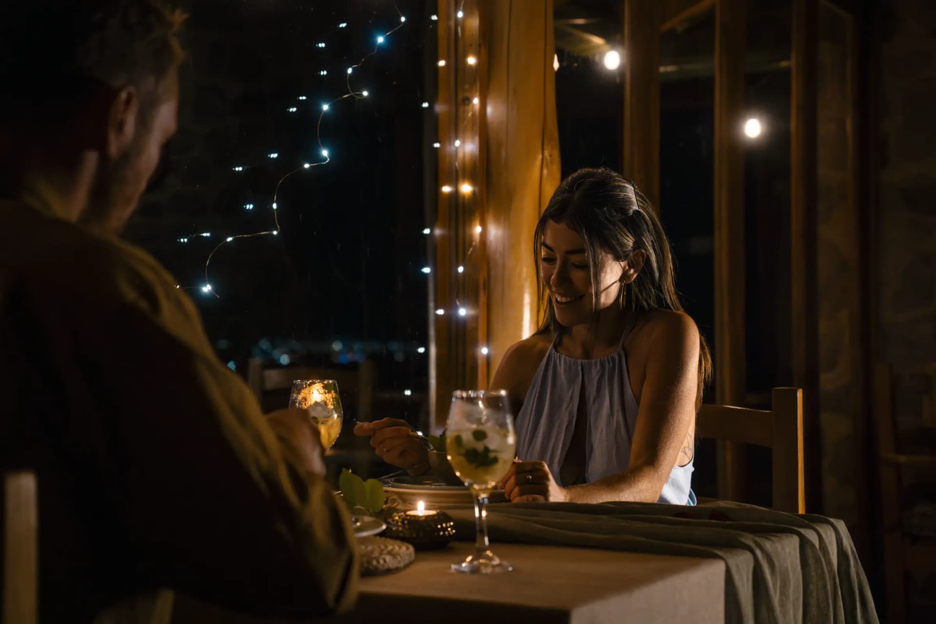 Intimate dining atmosphere overlooking the lake