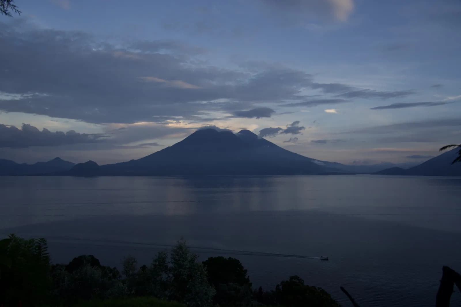 Volcano and lake panorama